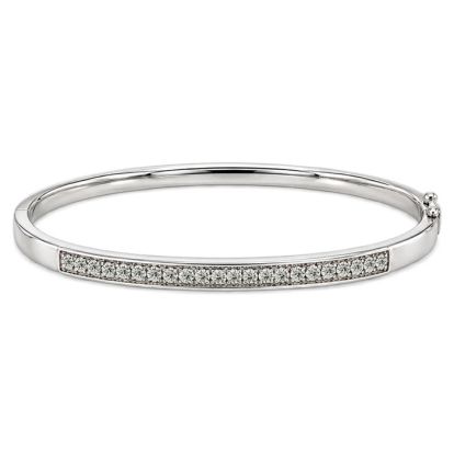 1/10 Carat Natural Diamond Bangle Bracelet In Sterling Silver