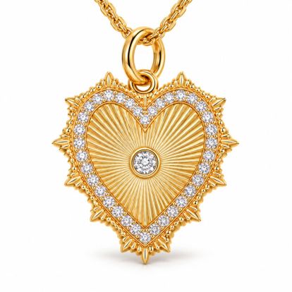 Estate Jewelry 1/3 Carat Natural Diamond Heart Pendant In 14K Yellow Gold With Free Chain