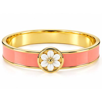 Draper James Signature Magnolia Enamel Gold Bangle, Coral
