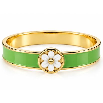 Draper James Signature Magnolia Enamel Gold Bangle, Green