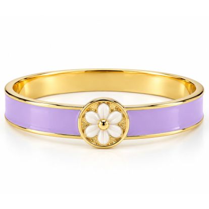 Draper James Signature Magnolia Enamel Gold Bangle, Lavender