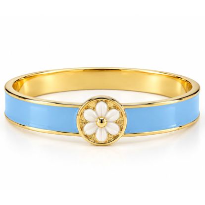 Draper James Signature Magnolia Enamel Gold Bangle, Blue
