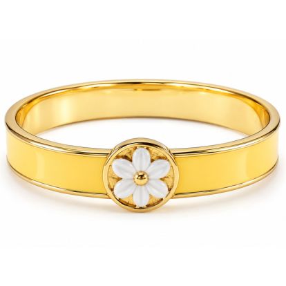 Draper James Signature Magnolia Enamel Gold Bangle, Yellow