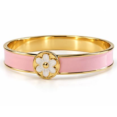 Draper James Signature Magnolia Enamel Gold Bangle, Pink