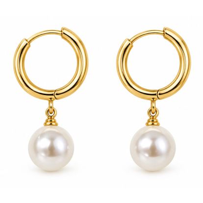 Draper James Pearl Drop Hoop Earrings In Gold