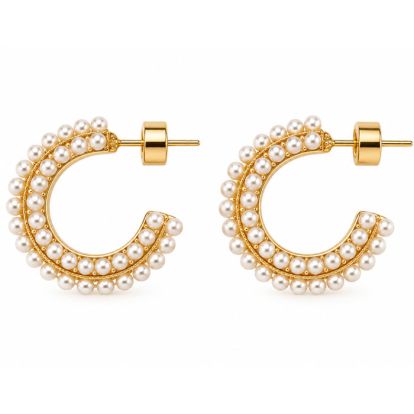 Draper James Thick Pave Pearl Hoop Earrings In Gold