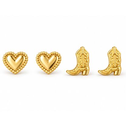Draper James Cowgirl Heart Earring Set In Gold