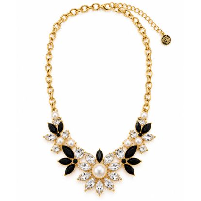 Draper James Black and White Crystal Statement Necklace In Gold`