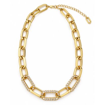 Martha Stewart Everyday Chunky Gold Link and Crystal Necklace, 16 Inches