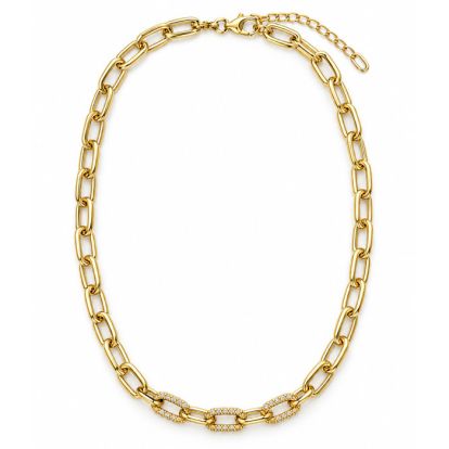 Martha Stewart Everyday Petite Gold Link and Crystal Necklace, 16 Inches