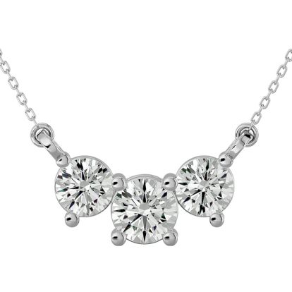 Estate Jewelry 1 Carat Moissanite Three Stone Necklace In 14 Karat White Gold, 18 Inches