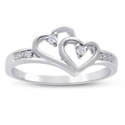 Double Heart Diamond Promise Ring
