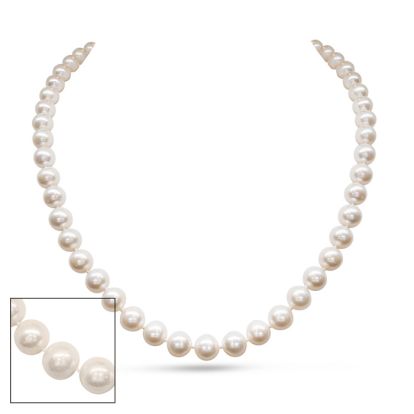 18 inch 8mm AA Pearl Necklace With 14K Yellow Gold Clasp