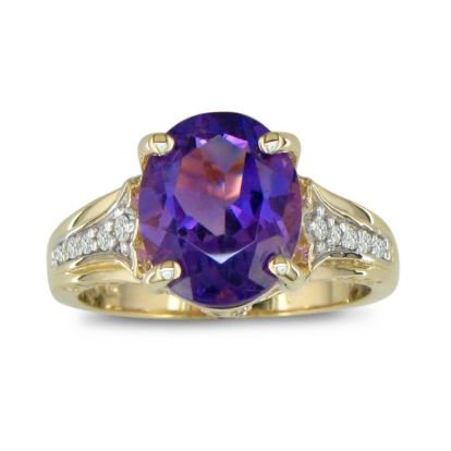 4ct Amethyst and Diamond Ring in 10k Yellow Gold