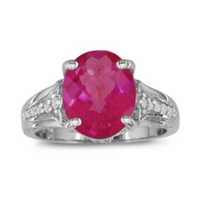 4ct Ruby and Diamond Ring in 10k White Gold