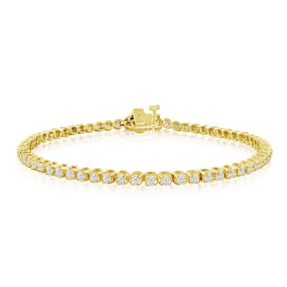 2 1/4 Carat Diamond Tennis Bracelet In 14 Karat Yellow Gold, 8 Inches