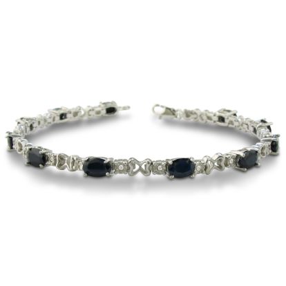 7 1/2ct Sapphire and Diamond Bracelet in Sterling Silver