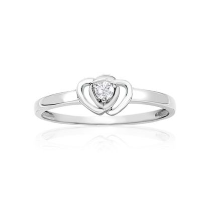 Previously Owned .07ct Intertwined Hearts Diamond Promise Ring in Sterling Silver