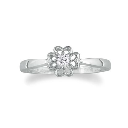 Flower Shaped Diamond Promise Ring in 10k White Gold