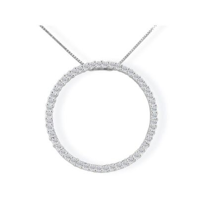 Popular 1/4ct Circle Style Diamond Pendant in 10k White Gold