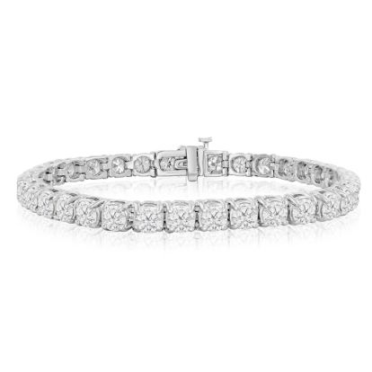 10 1/2 Carat Diamond Tennis Bracelet In 14 Karat White Gold, 8 Inches