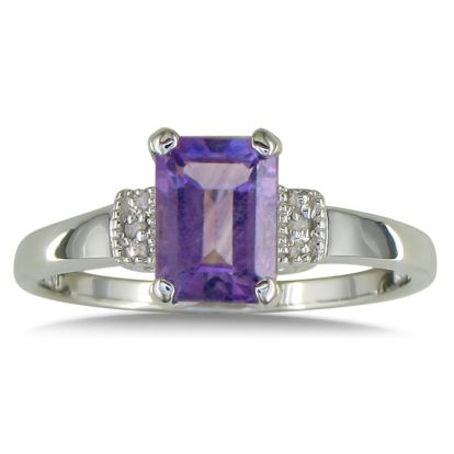 1 3/4ct Amethyst and Diamond Ring in Sterling Silver