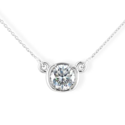 Bezel Set 1/2 Carat Diamond Necklace, 14k White Gold. Classically Elegant