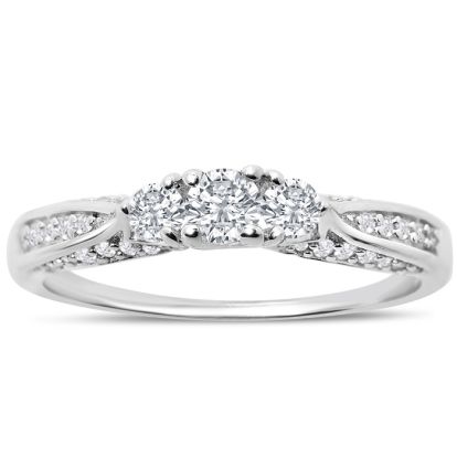 Stunning 1/2ct Three Diamond Ring in Sterling Silver. low quality diamonds. Only 1 Left