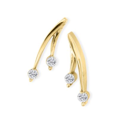 Diamond Drop Earrings: 1/4ct Diamond Olive Branch Earrings, 14k Yellow Gold