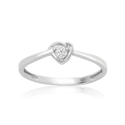 Dainty Heart Shaped .07ct Diamond Promise Ring in Sterling Silver
