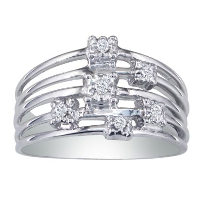 Simple and sweet stacked diamond ring is great for everyday wear.  Diamond content is 1/10 carat in I/J color and I2 clarity.