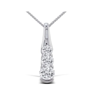 1ct Three Diamond Pendant in 14k White Gold