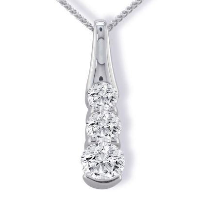 1/2ct Three Diamond Pendant in 14k White Gold