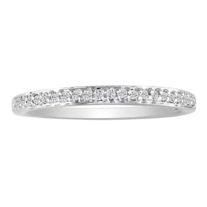 1/10ct Micro Pave Womens Wedding Diamond Band in 14k White Gold