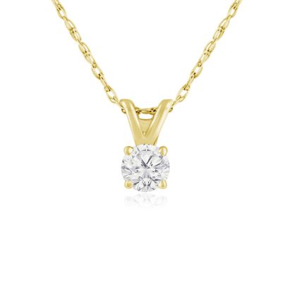 1/5ct 14k Yellow Gold Diamond Pendant, 2 Stars