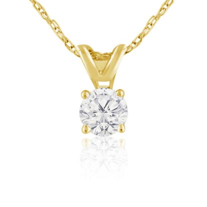 1/5ct 14k Yellow Gold Diamond Pendant, 3 stars