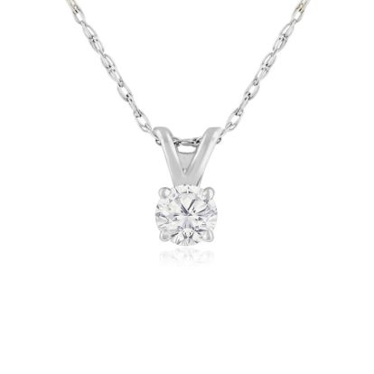 1/5ct 14k White Gold Diamond Pendant, 4 stars