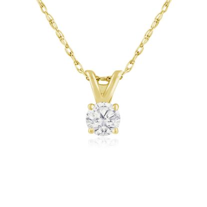 1/5ct 14k Yellow Gold Diamond Pendant, 4 stars