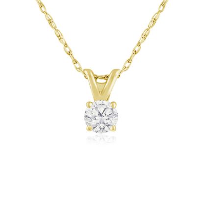 1/5ct 14k Yellow Gold Diamond Pendant, 4 stars