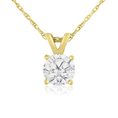 3/8ct 14k Yellow Gold Diamond Pendant, 4 stars