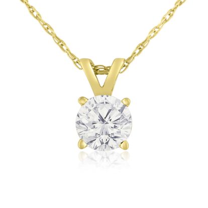 1/2ct 14k Yellow Gold Diamond Pendant, 4 stars