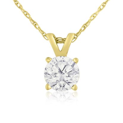2/3ct 14k Yellow Gold Diamond Pendant, 4 stars