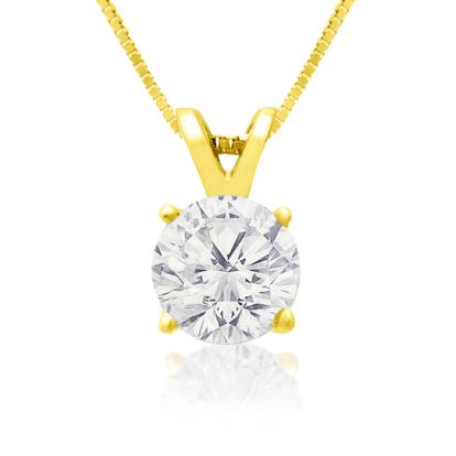 90 Point Colorless Diamond Solitaire Necklace, Almost 1 Carat in 14K Yellow Gold. First Time Offered Special Purchase