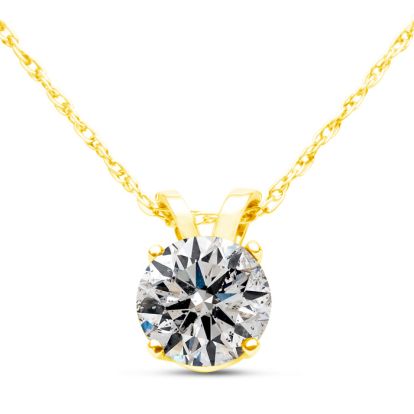 Certified 90 Point Colorless Diamond Solitaire Necklace, Almost 1 Carat in 14K Yellow Gold