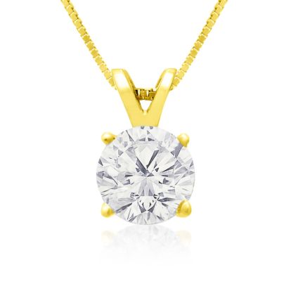 1ct 14k Yellow Gold Diamond Pendant, 4 stars