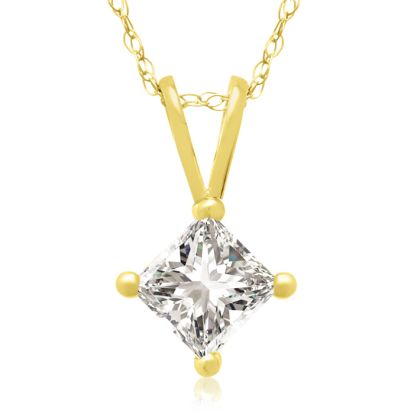 1/2ct 14k Yellow Gold Princess Diamond Pendant