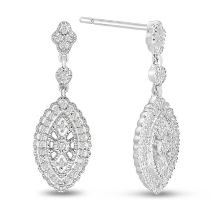 1/3ct Marquise Shaped Diamond Dangle Earrings
