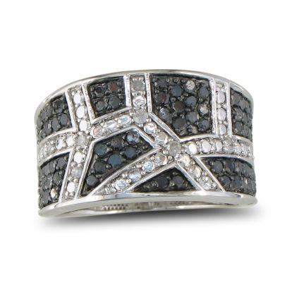 .85ct Wide Black and White Diamond Band
