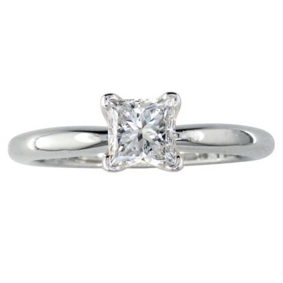 1/2ct Princess Diamond Solitaire Engagement Ring in 14k White Gold
