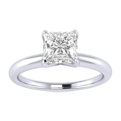 3/4 Carat Princess Shape Diamond Solitaire Ring In 14K White Gold